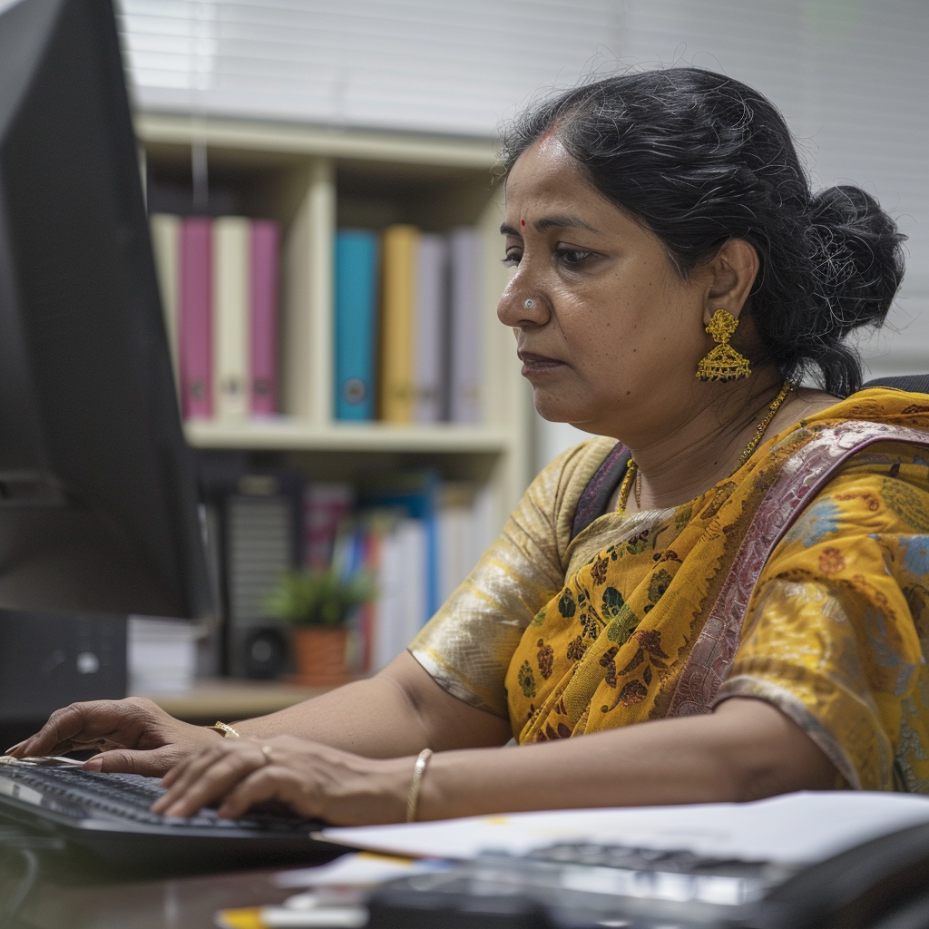 Indian working mother in office