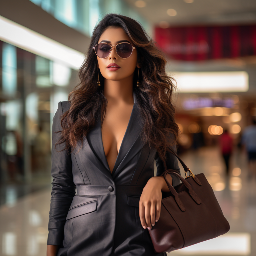 Indian woman with sunglasses and handbag