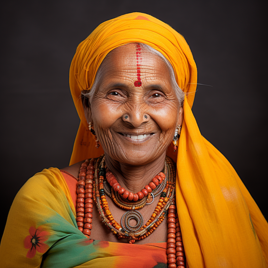 Smiling Indian woman in colorful attire