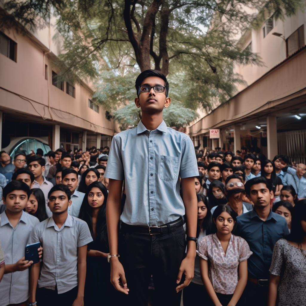 Young Indian student with hands on head