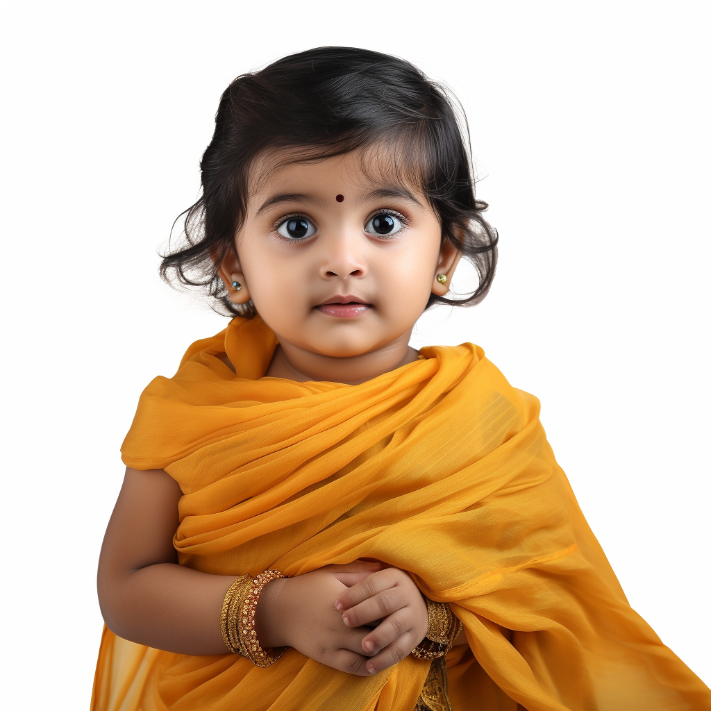 Indian baby trying to wear saree