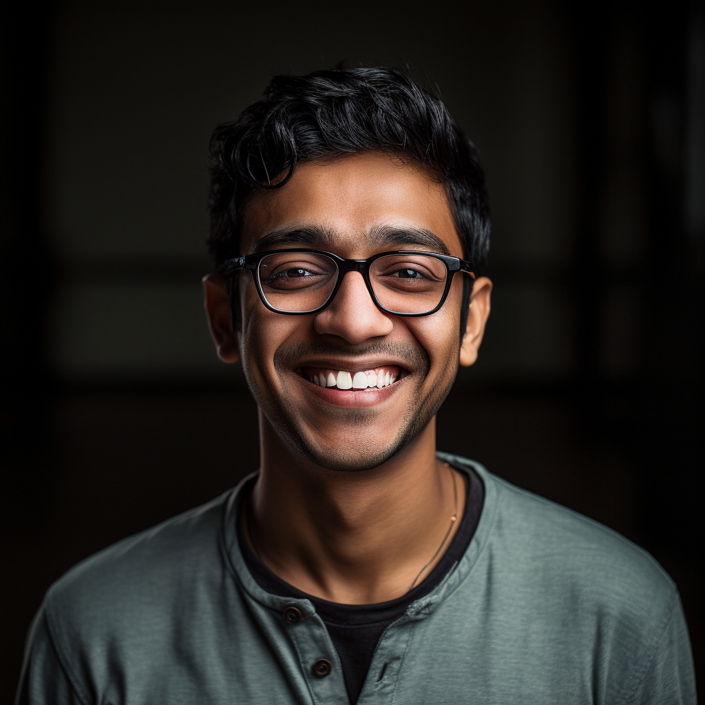 Smiling headshot of 32-year-old Indian male