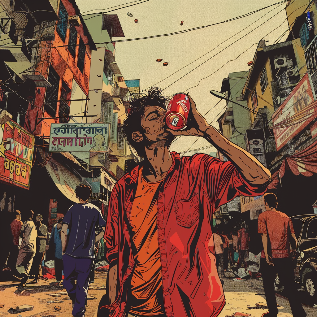 Man Drinking Soda India Street