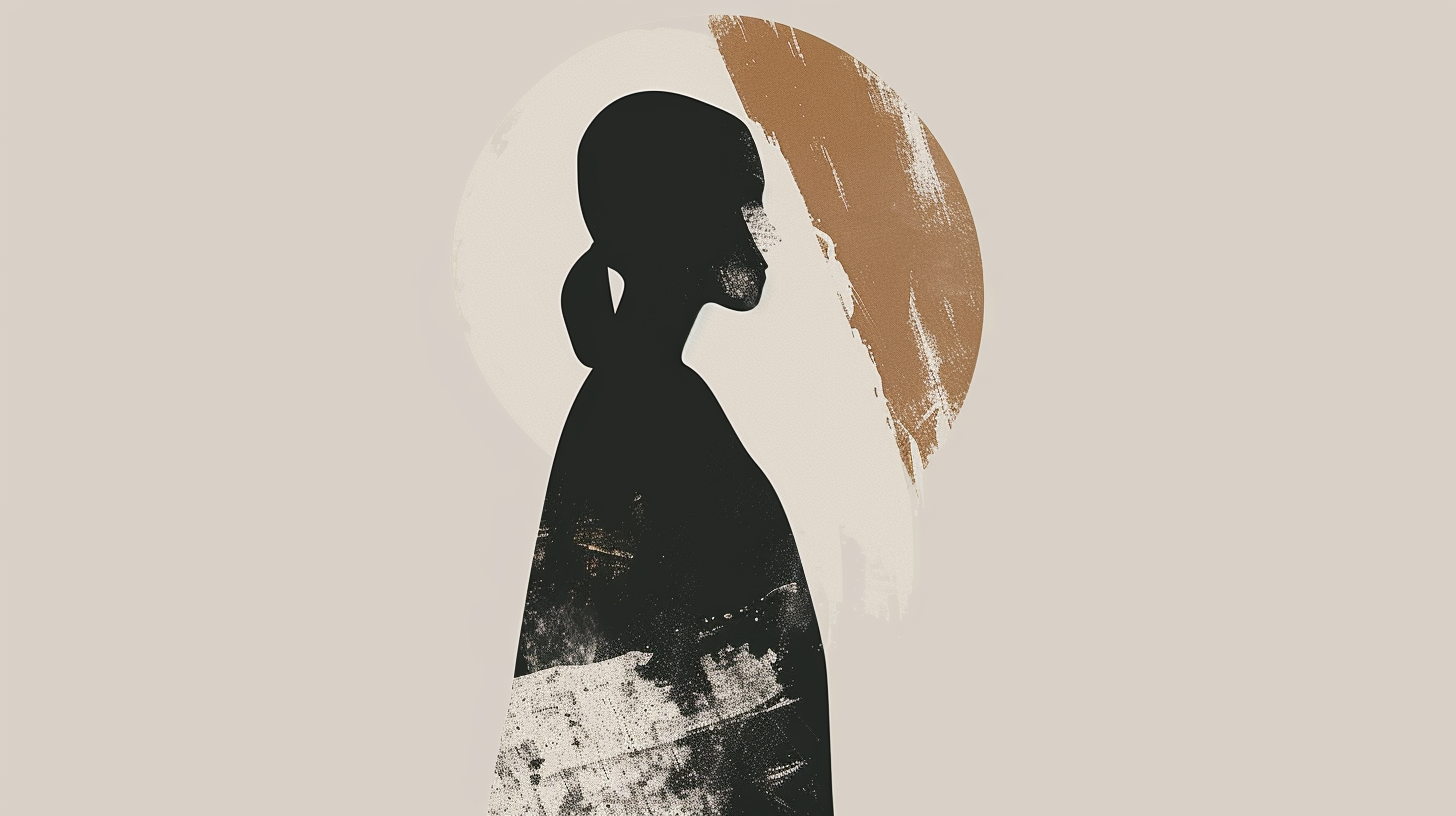 Indian woman abstract painting silhouette