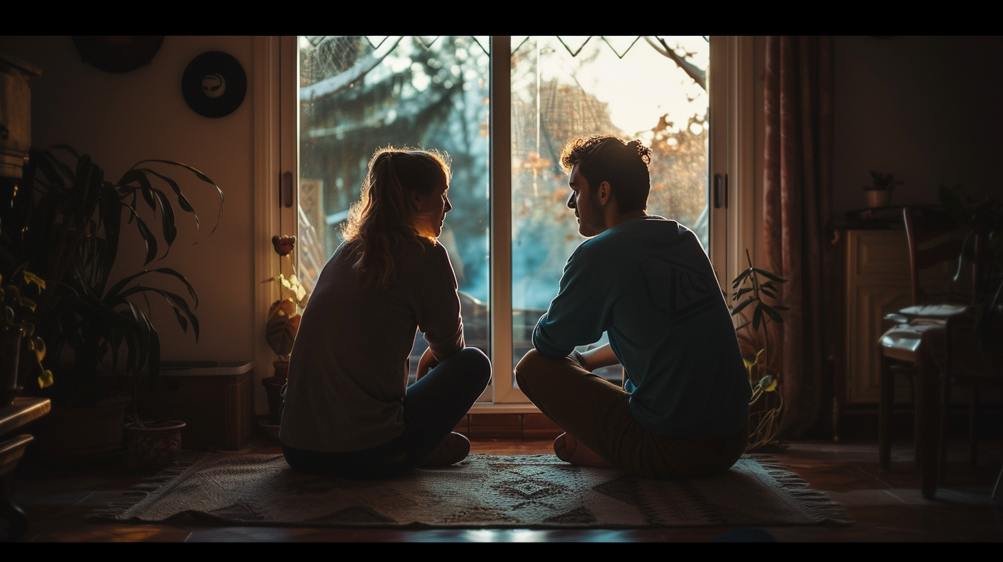 Divorced Couple Sitting Far Apart