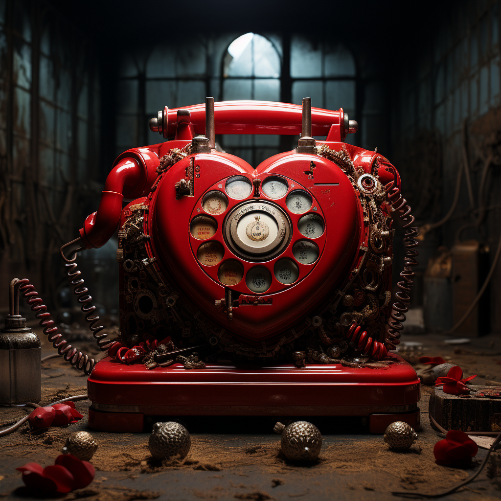 Indie style heart rotary phone open space