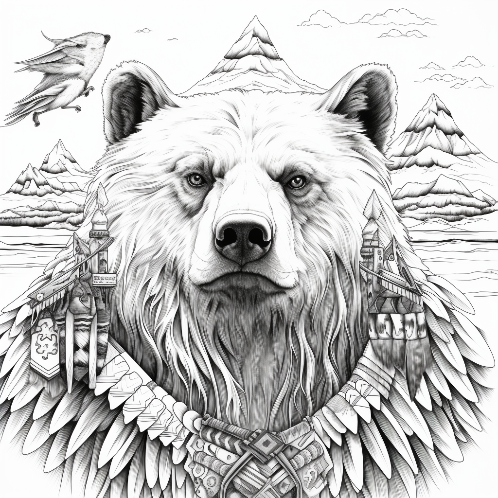 Coloring Page of Indigenous Spirits