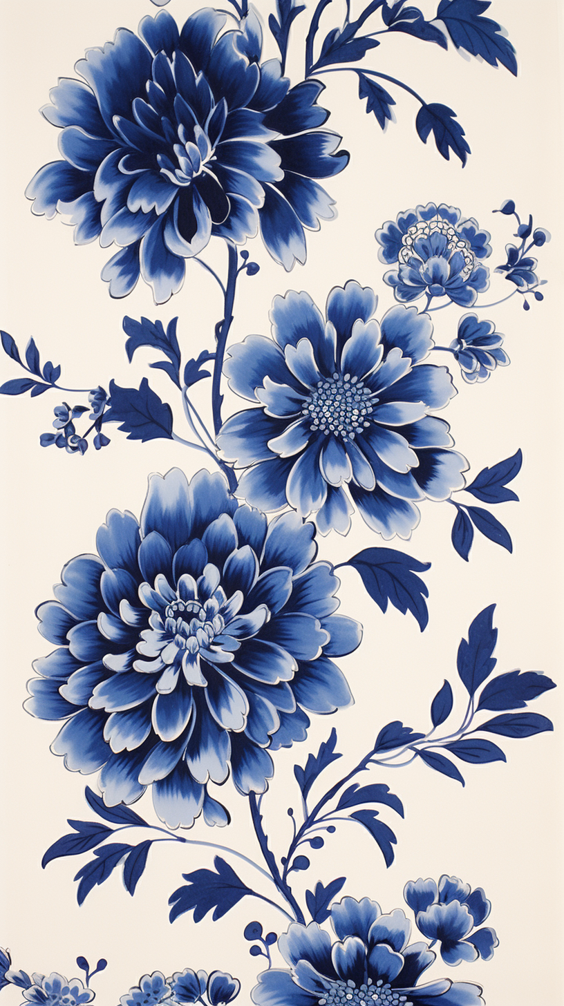 Indigo bloom on cream background