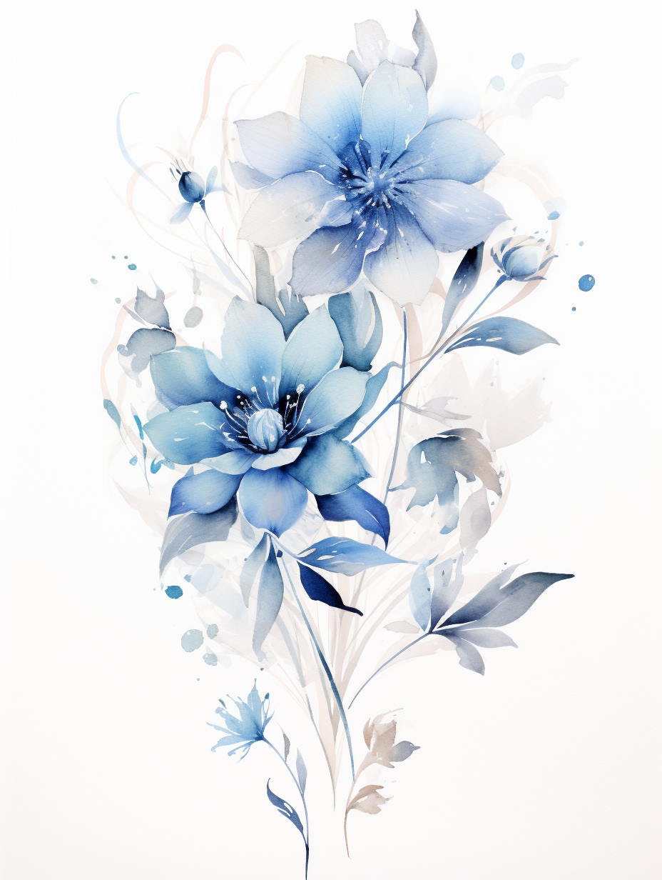 Indigo Flower Tattoo Design