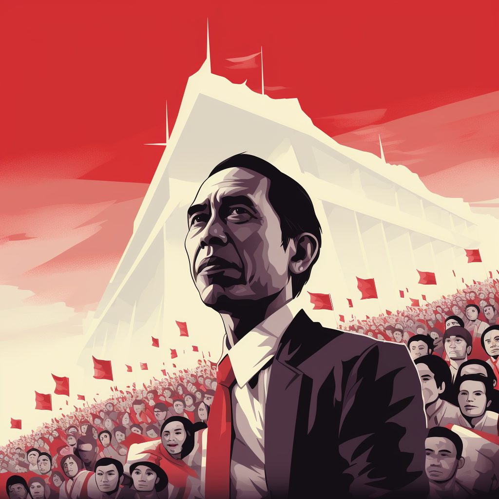 Illustration of Mr Joko Widodo, Indonesian President with People