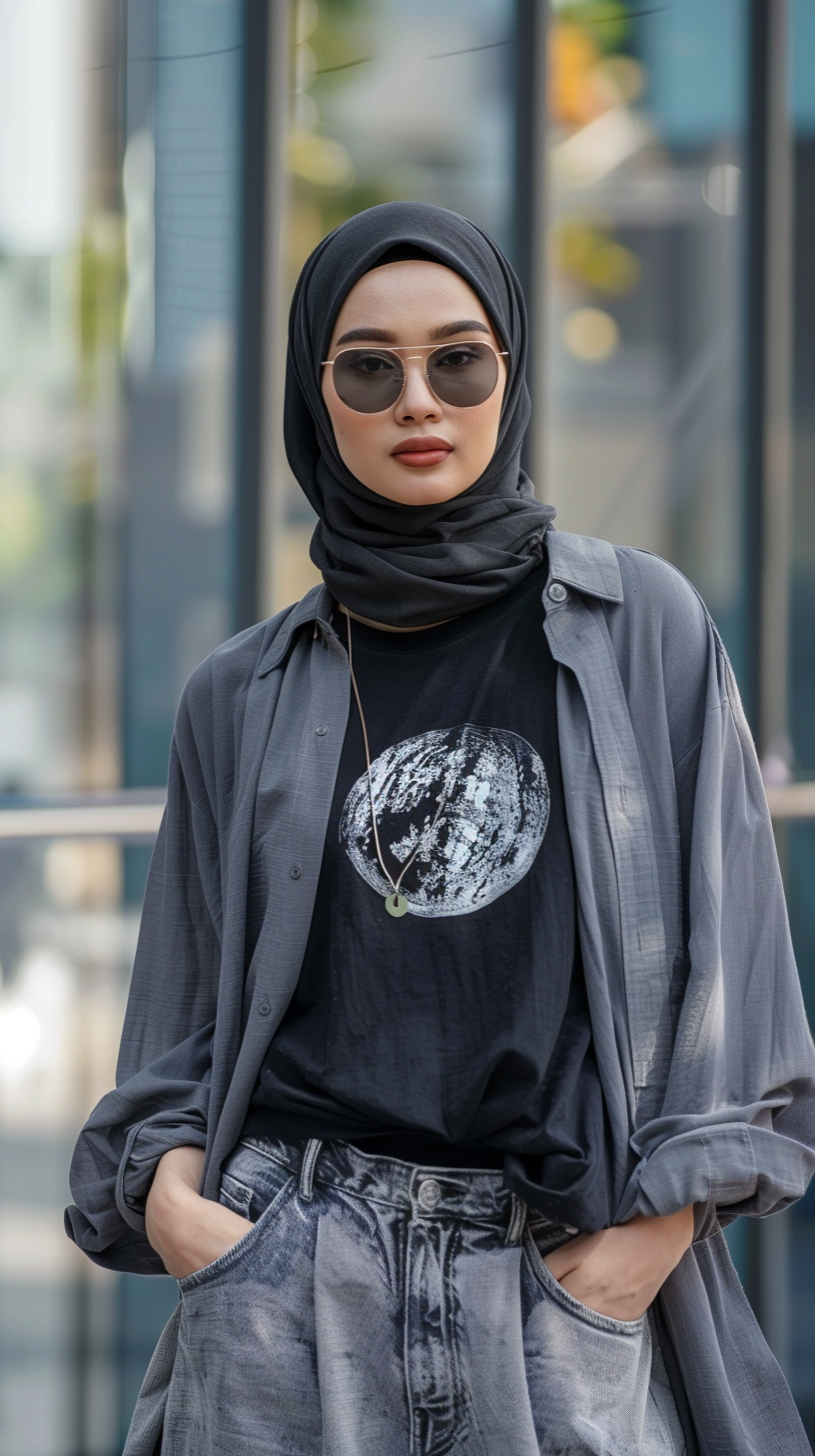 Indonesian woman in hijab urban fashion