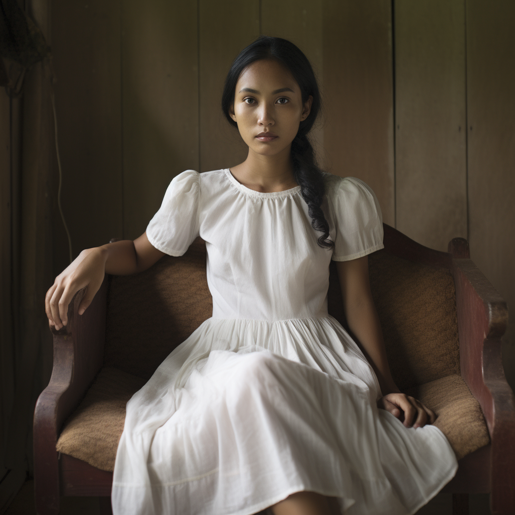 Indonesian woman in white dress