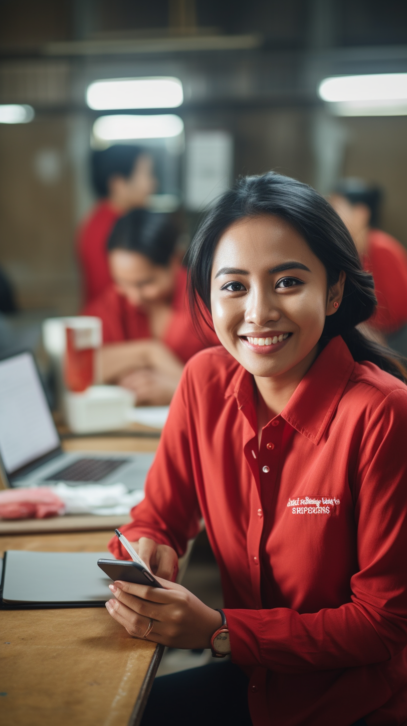 Indonesian woman at work smiling