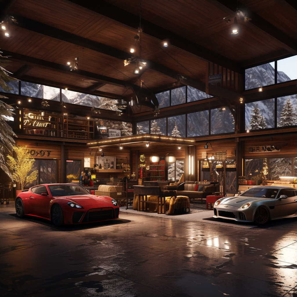 Indoor Garage for Chalet with Lights