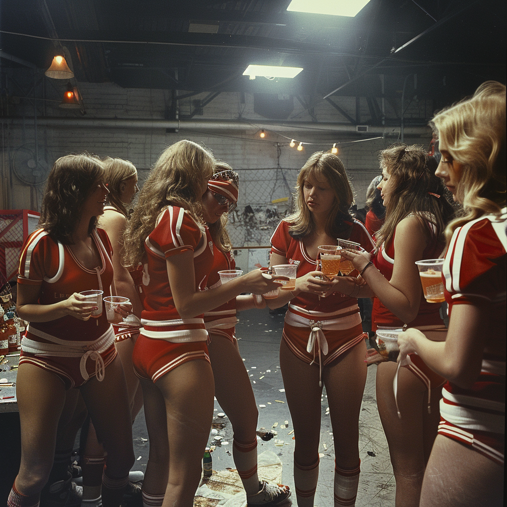 Girls partying in soccer cantine