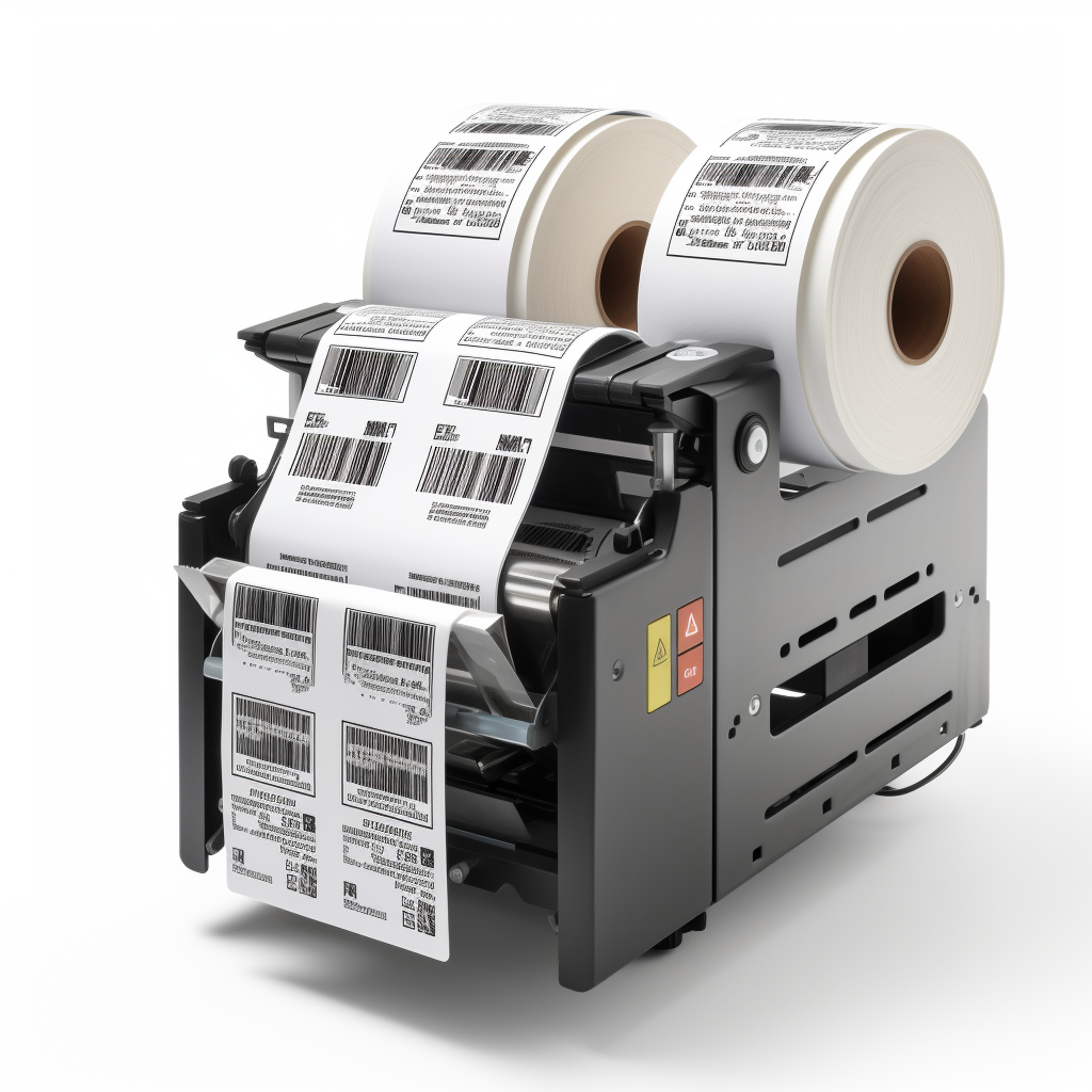 Industrial barcode label printer producing multiple labels