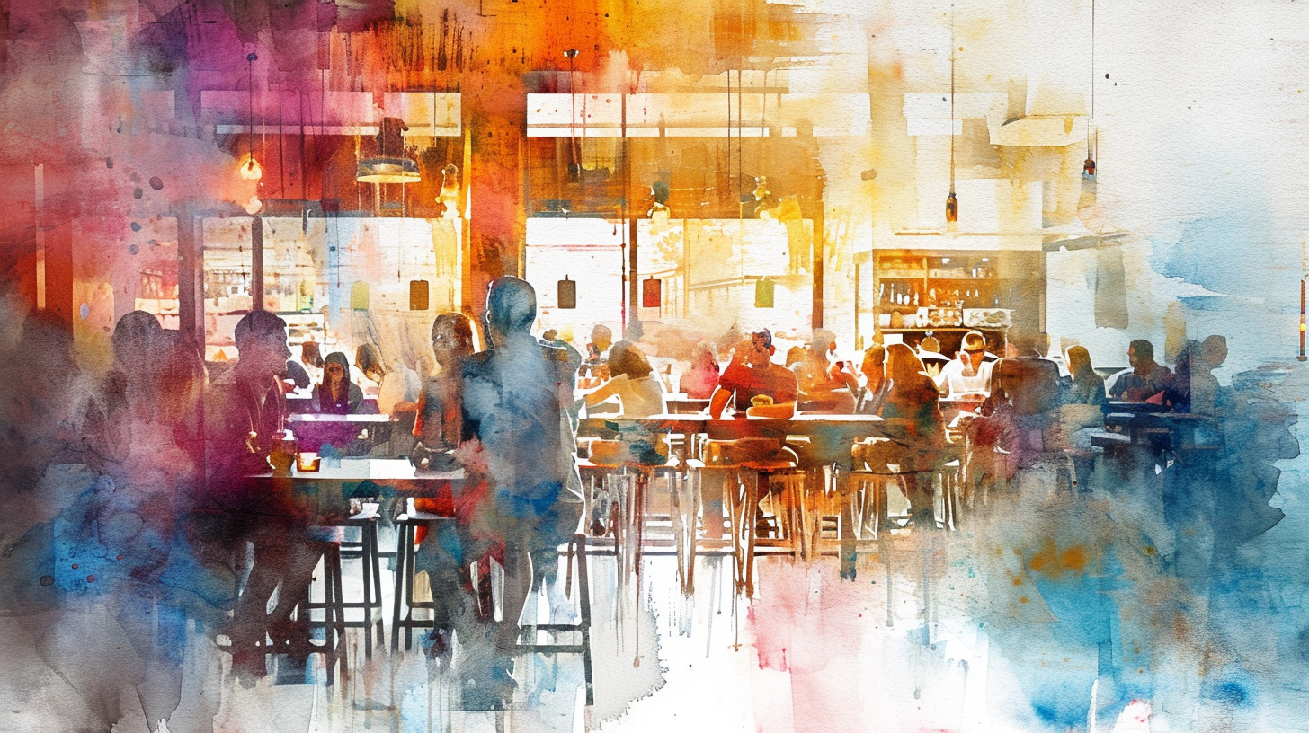 Abstract Watercolor Family Restaurant Concept