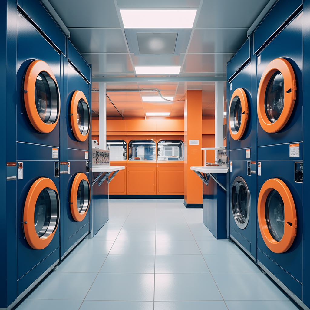 Clean and professional industrial laundry environment