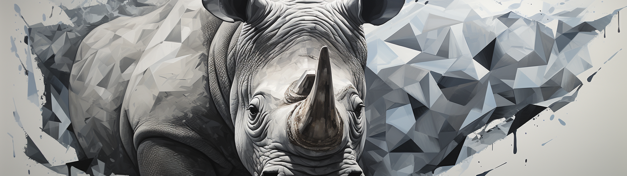 Abstract polygonal Rhino and bear mural