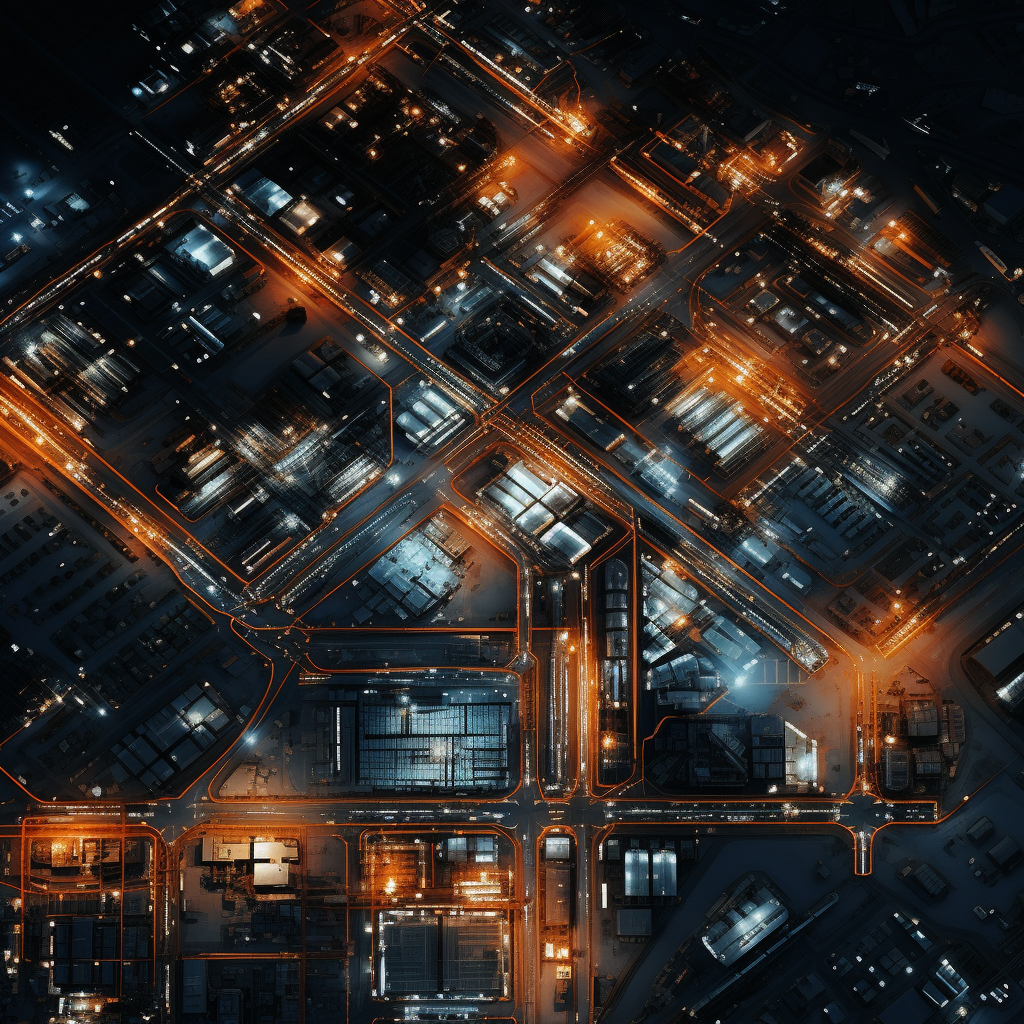 Satellite View of Industrial Site Lights