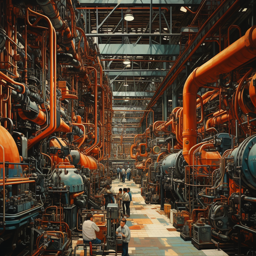 Massive industrial processes with machines and people