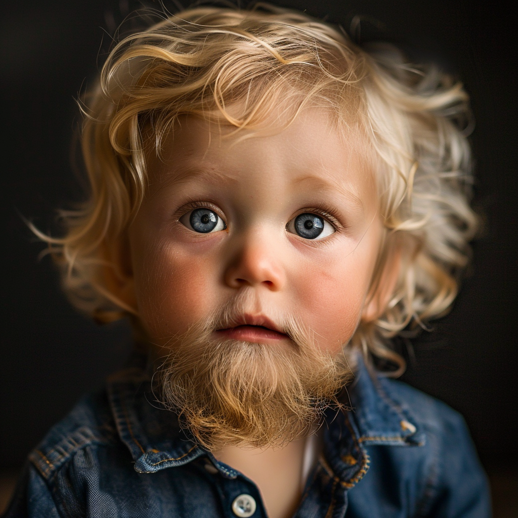 Cute infant boy with blonde beard and hair