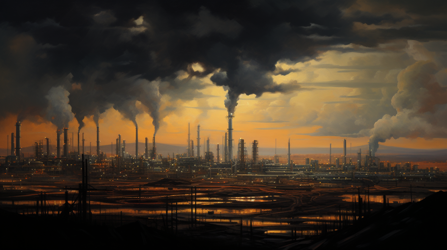 Industrial complex skyline view painting