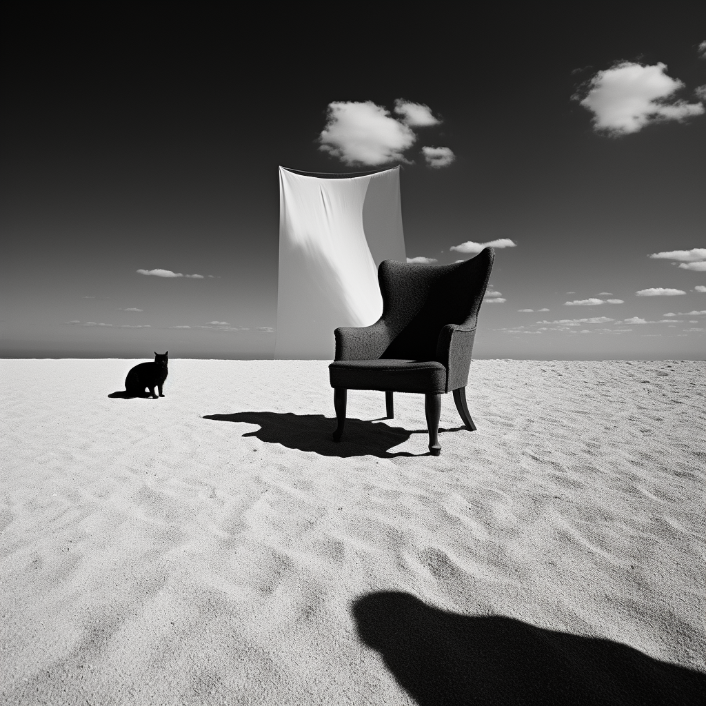 Suspended stone on beach with sharp perspective