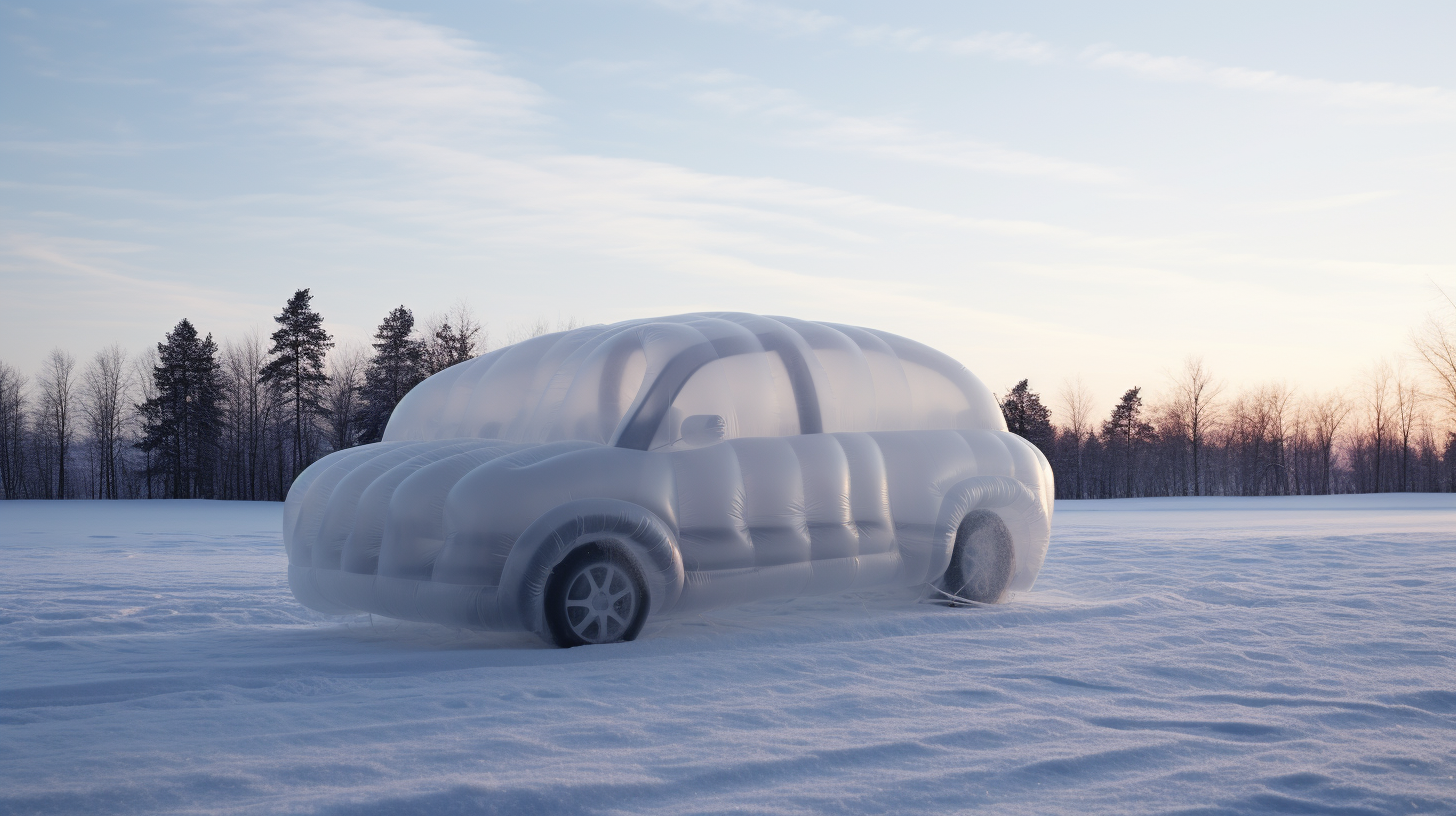 Inflatable Car Balloon in Snowy Setting