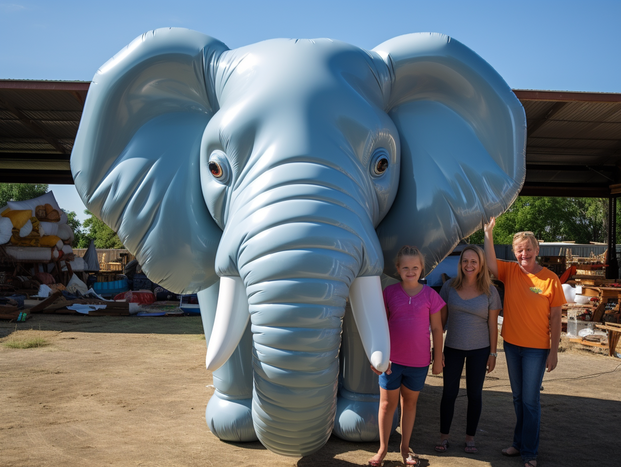 Colorful inflatable elephant head toy