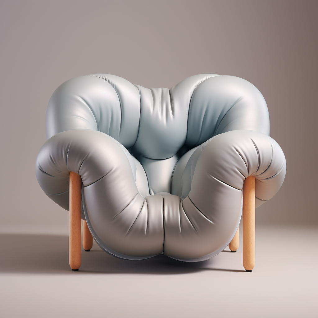 Chic inflated plywood chair in plain grey