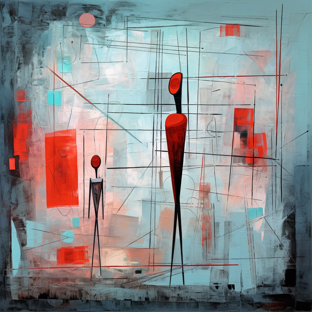 Abstract painting with geometric figures and infrared photography