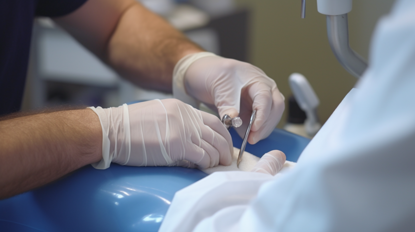 Podiatrist treating ingrown toenail