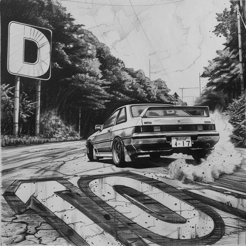 initial D in pencil drawing