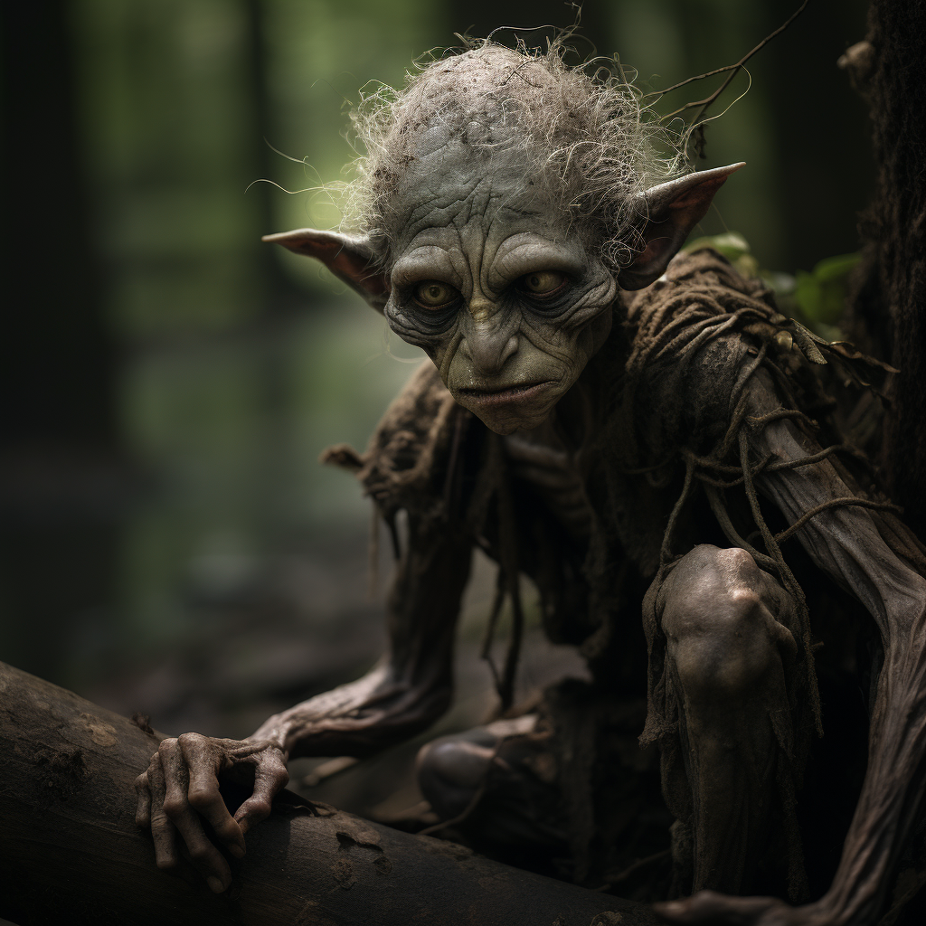 Injured Young Goblin in Dark Fantasy Forest