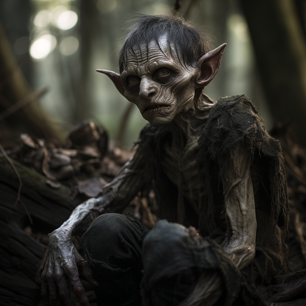 Injured goblin in dark forest