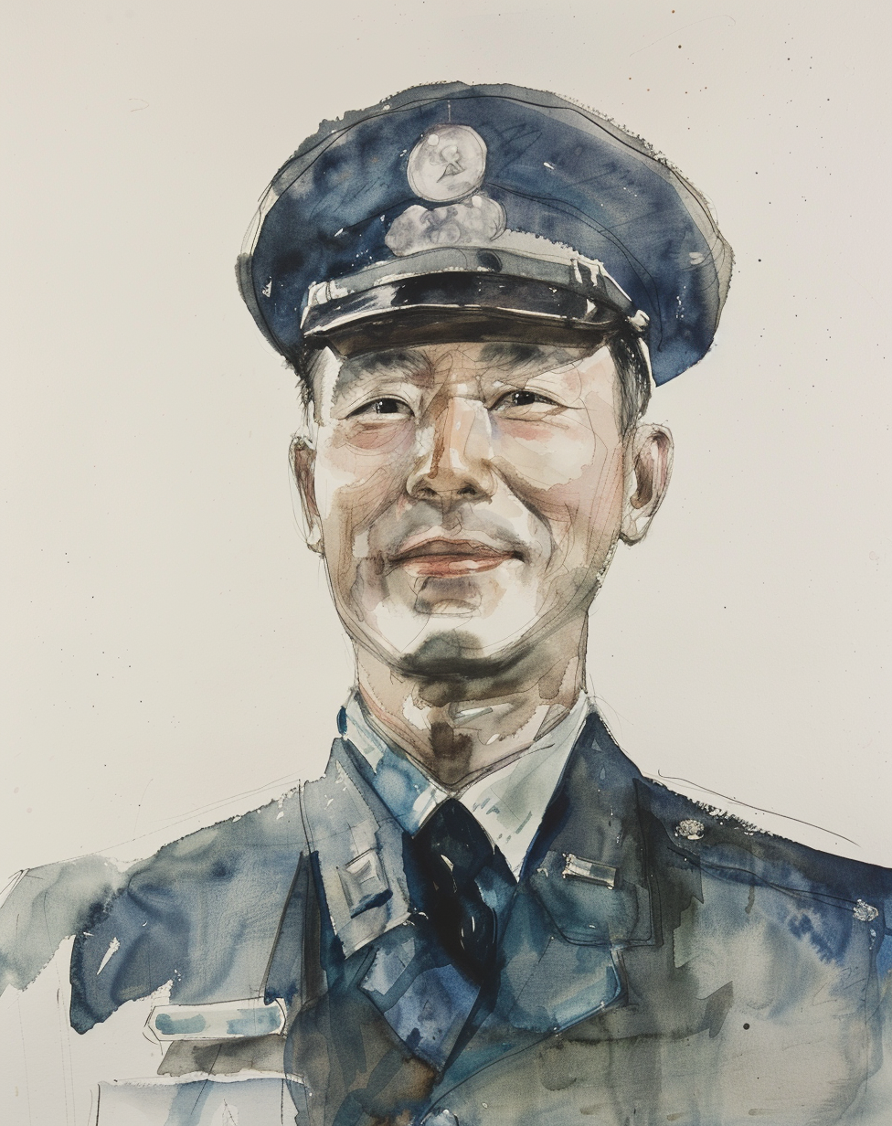 Korean man in watercolor painting