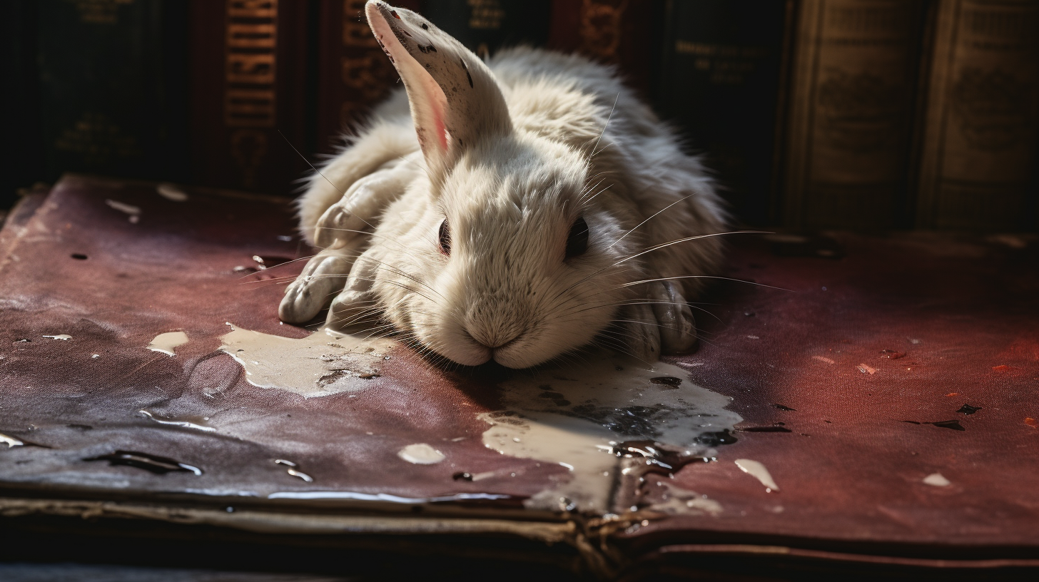 Close-up of Ink-Stained White Rabbit Paw