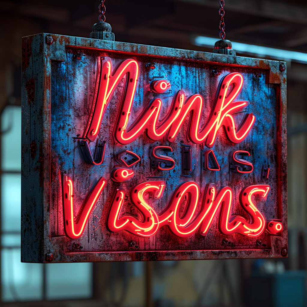 Neon Ink Visions Sign with Metallic Lights