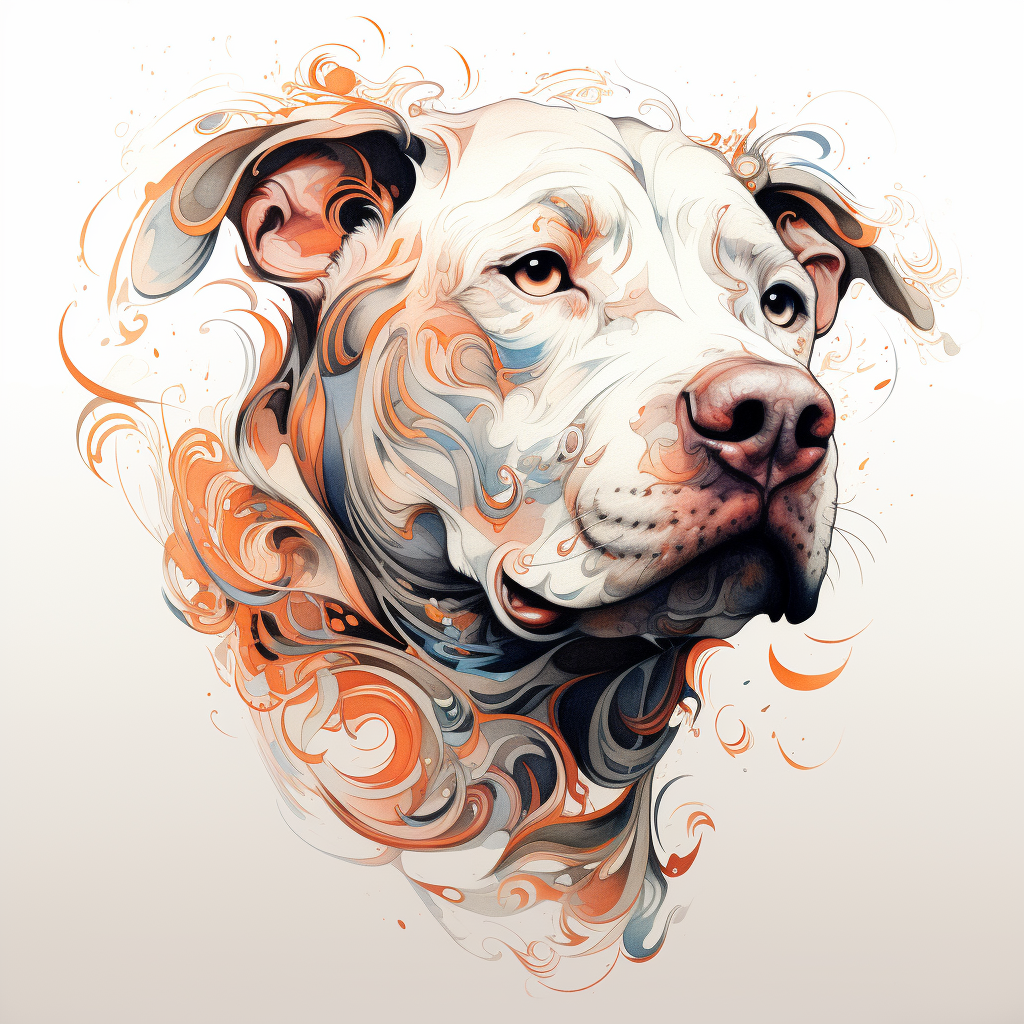 Pitbull with Swirls Sketch