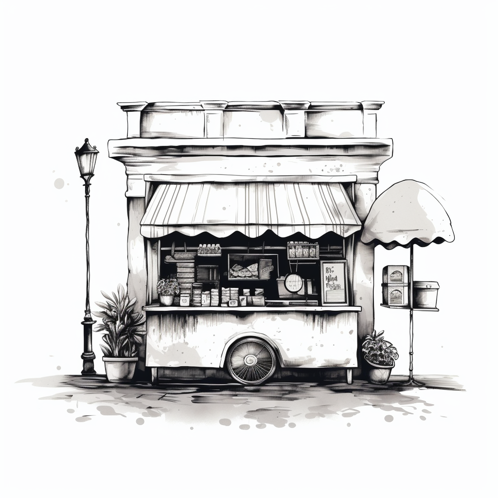 Black Ink Stamp on White Italian Gelateria Awning