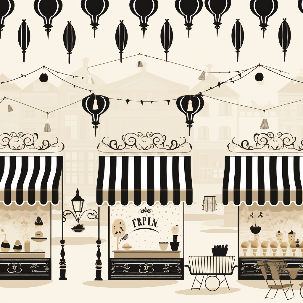 Black and white ink stamped Italian gelateria awning design