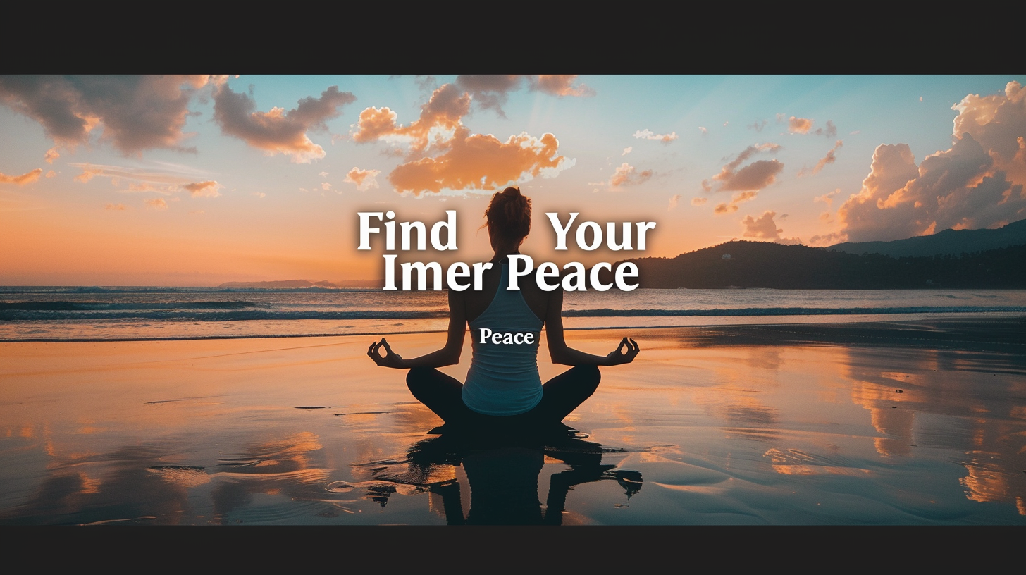 person meditating on beach at sunset