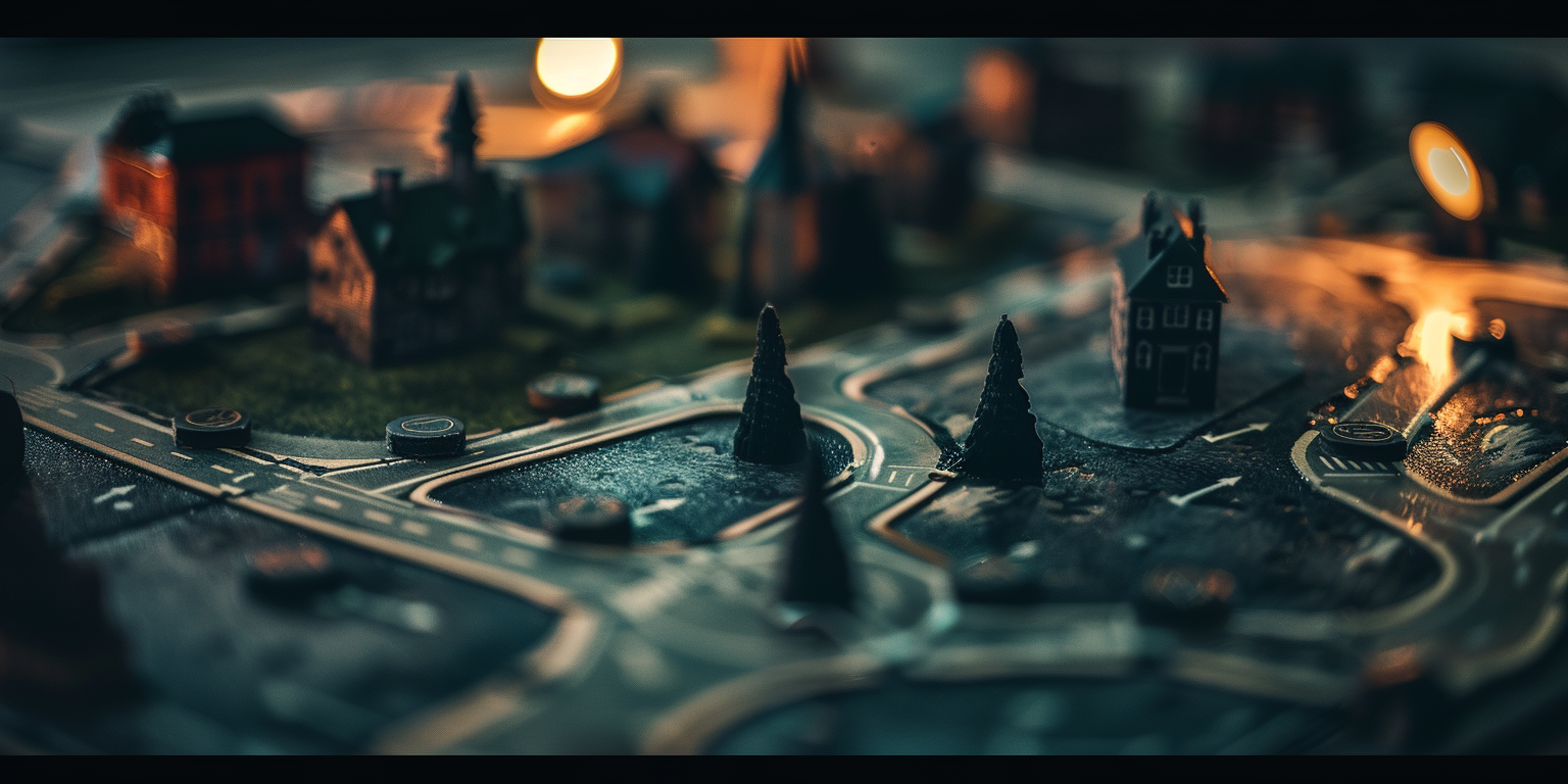 Board game cinematic lighting photography