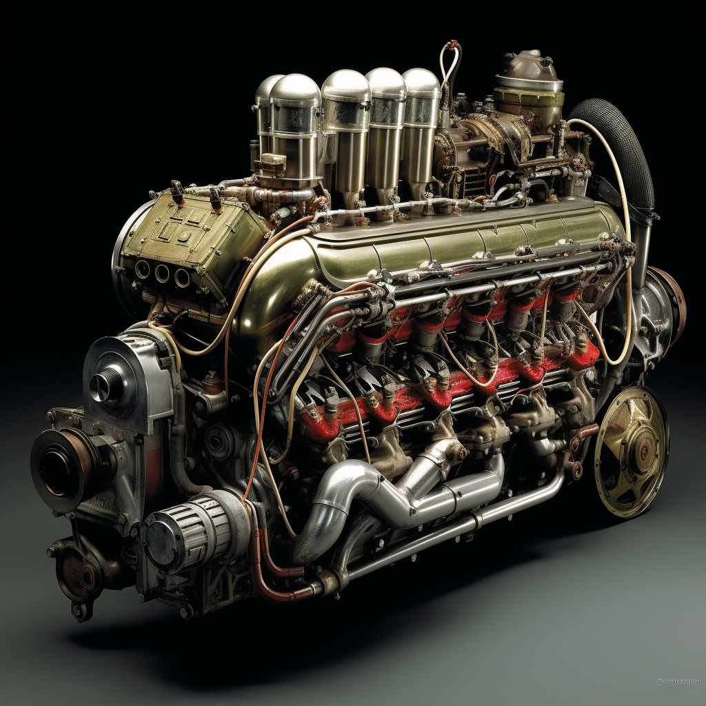 Vintage car engine from the 1950s