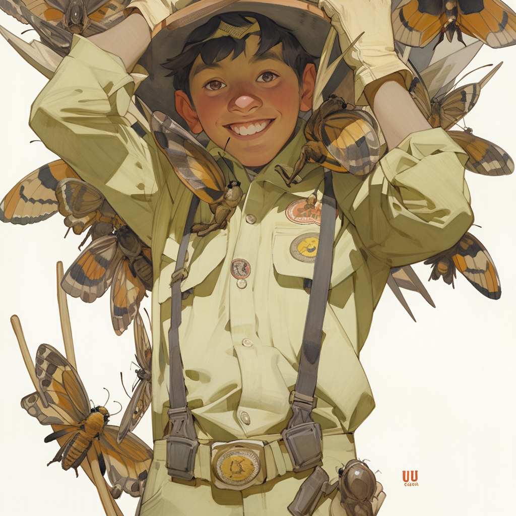 Insect-themed magazine cover with attractive Indian boy and bugs