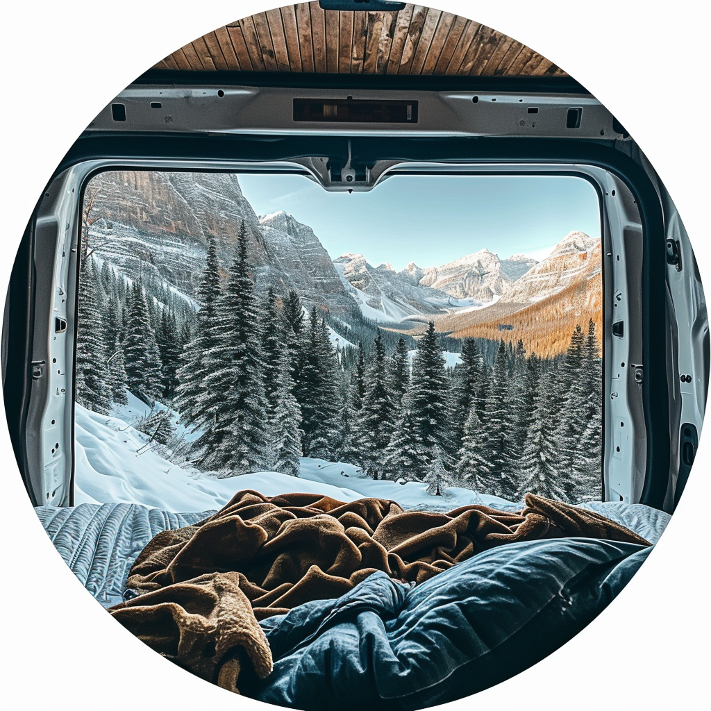 Van life with stunning mountain view