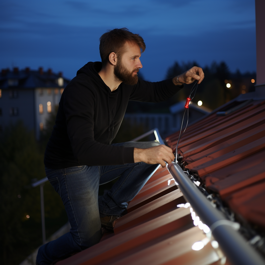 LED strip on house roof