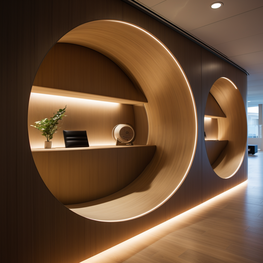 Modern office space with integrated display box