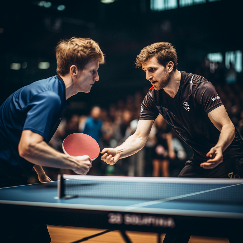 Intense table tennis championship final